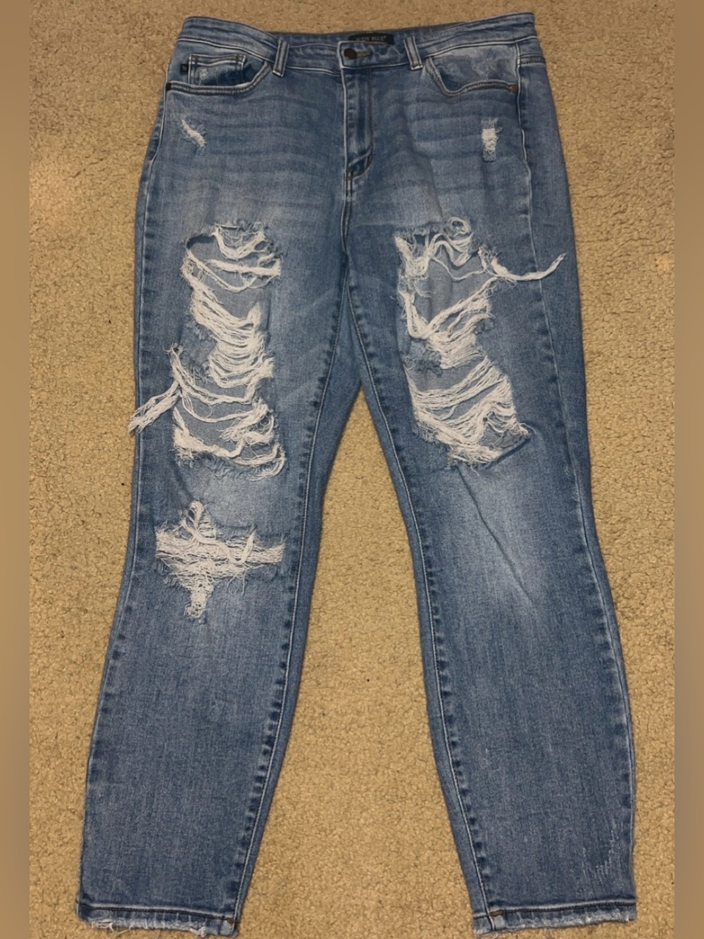 Judy Blue Light Blue Distressed Skinny Jeans